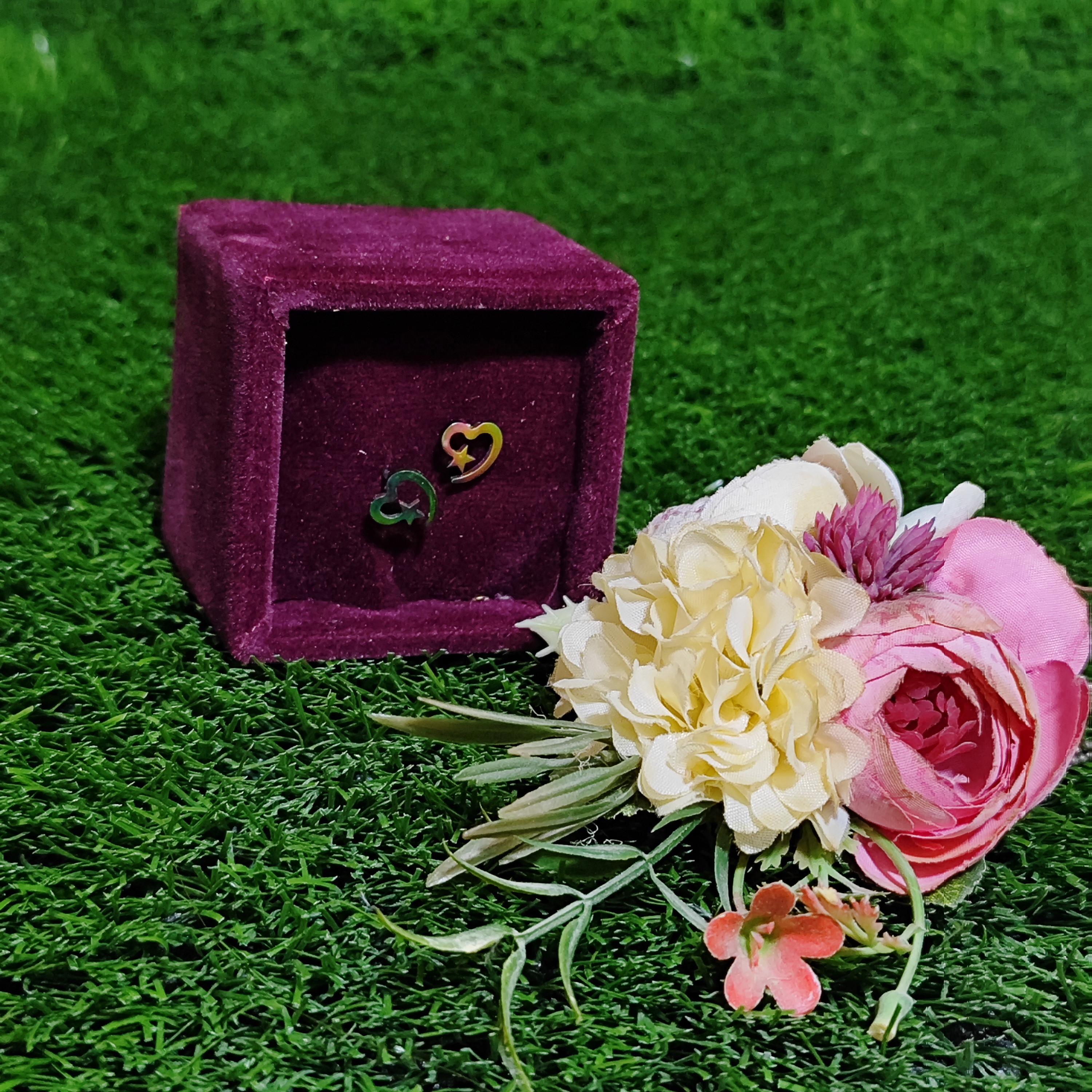 گوشواره طرح قلب استیل رنگ ثابت هفت رنگ ضد حساسیت